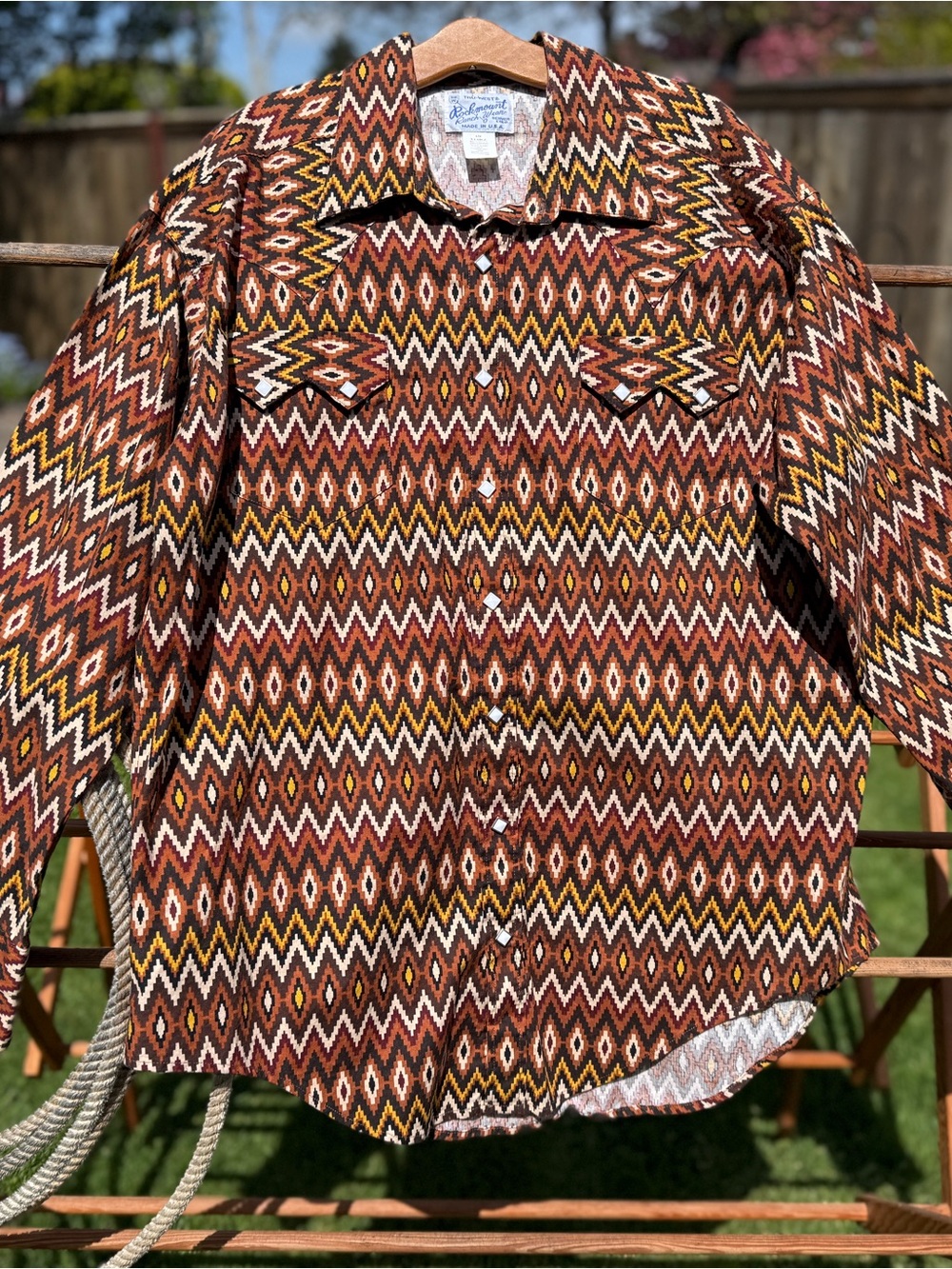 Rockmount Brown Aztec Print Casual Button-Down Shirt